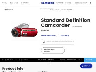 SC MX10 driver download page on the Samsung site