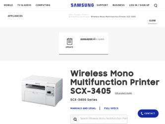 SCX-3405W driver download page on the Samsung site