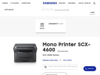 SCX-4600 driver download page on the Samsung site