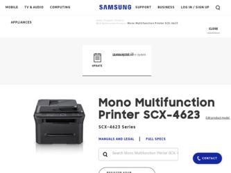 SCX-4623F driver download page on the Samsung site