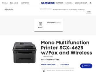 SCX-4623FW driver download page on the Samsung site
