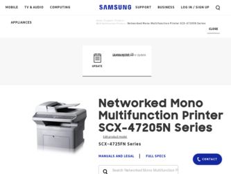 SCX 4725FN driver download page on the Samsung site
