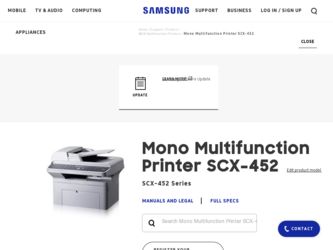 SCX4521F driver download page on the Samsung site