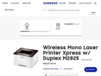 SL-M2825DW driver download page on the Samsung site