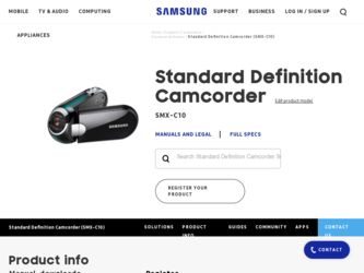 SMX-C10RN driver download page on the Samsung site