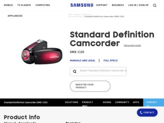 SMX-C20BN driver download page on the Samsung site