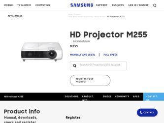 SP-M255 driver download page on the Samsung site
