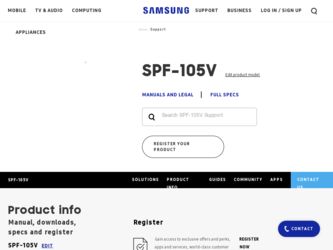 SPF-105V driver download page on the Samsung site
