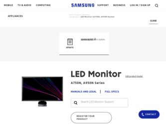 T23A750 driver download page on the Samsung site