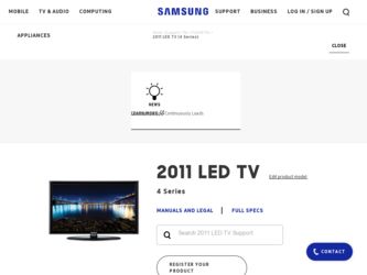 UN32D4003BD driver download page on the Samsung site