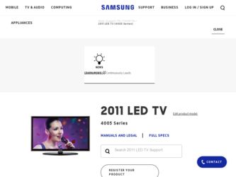 UN32D4005BD driver download page on the Samsung site