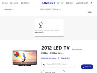 UN32EH4050F driver download page on the Samsung site