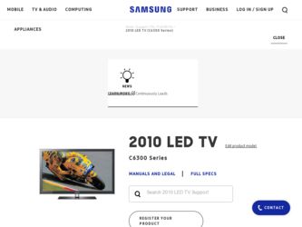 UN40C6300SF driver download page on the Samsung site