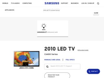 UN40C6400RF driver download page on the Samsung site