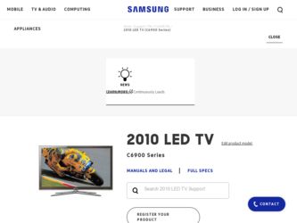 UN46C6900VF driver download page on the Samsung site