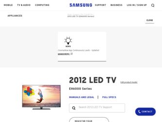 UN46EH6000F driver download page on the Samsung site