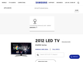 UN50ES6550F driver download page on the Samsung site
