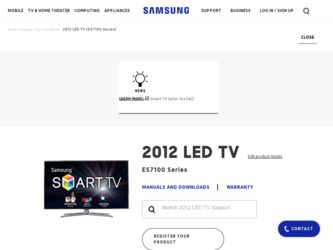 UN50ES7100F driver download page on the Samsung site