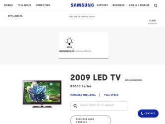 UN55B7000WF driver download page on the Samsung site