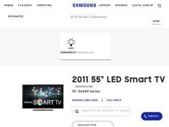 UN55D6000SF driver download page on the Samsung site