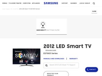UN55ES7003F driver download page on the Samsung site