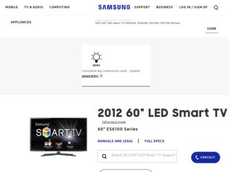 UN60ES6100F driver download page on the Samsung site