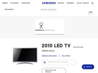 UN65C8000XF driver download page on the Samsung site
