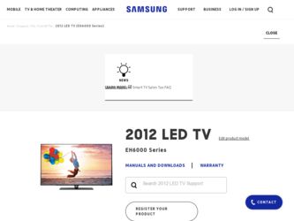 UN65EH6000F driver download page on the Samsung site