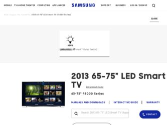 UN75F8000AF driver download page on the Samsung site
