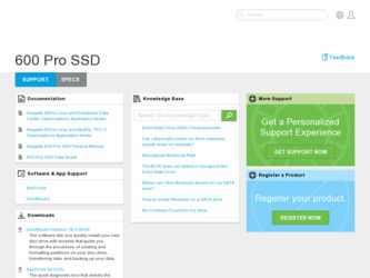 600 Pro SSD driver download page on the Seagate site