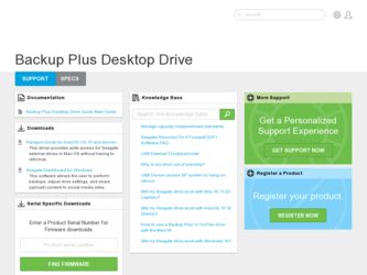 Backup Plus Desktop driver download page on the Seagate site