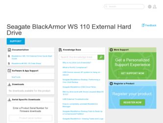BlackArmor WS 110 driver download page on the Seagate site