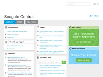 Central driver download page on the Seagate site