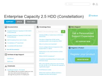Enterprise Capacity 2.5 HDD Constellation driver download page on the Seagate site