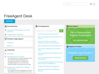 FreeAgent Desk driver download page on the Seagate site