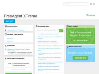 FreeAgent XTreme driver download page on the Seagate site