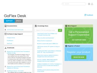 GoFlex Desk driver download page on the Seagate site