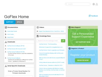GoFlex Home driver download page on the Seagate site