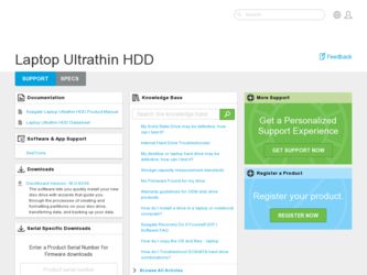 Laptop Ultrathin HDD Support driver download page on the Seagate site