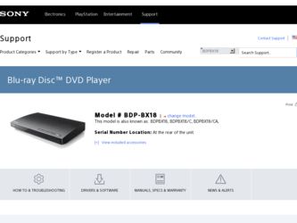 BDP-BX18 driver download page on the Sony site