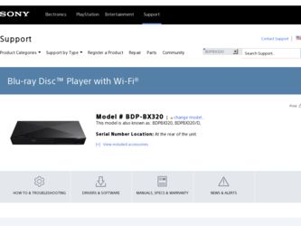 BDP-BX320 driver download page on the Sony site