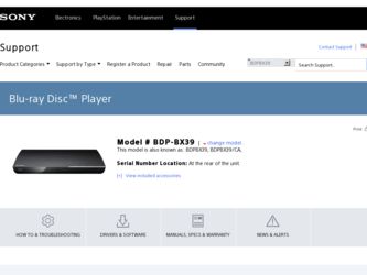BDP-BX39 driver download page on the Sony site