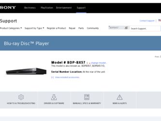 BDP-BX57 driver download page on the Sony site