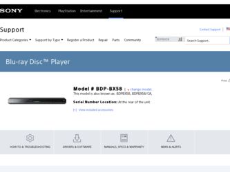 BDP-BX58 driver download page on the Sony site