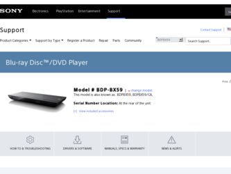 BDP-BX59 driver download page on the Sony site