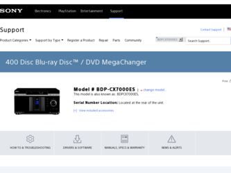 BDP-CX7000ES driver download page on the Sony site