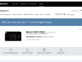 BDP-CX960 driver download page on the Sony site