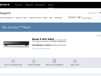 BDP-N460 driver download page on the Sony site