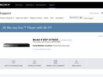 BDP-S1700ES driver download page on the Sony site