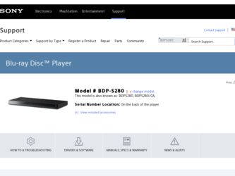 BDP-S280 driver download page on the Sony site
